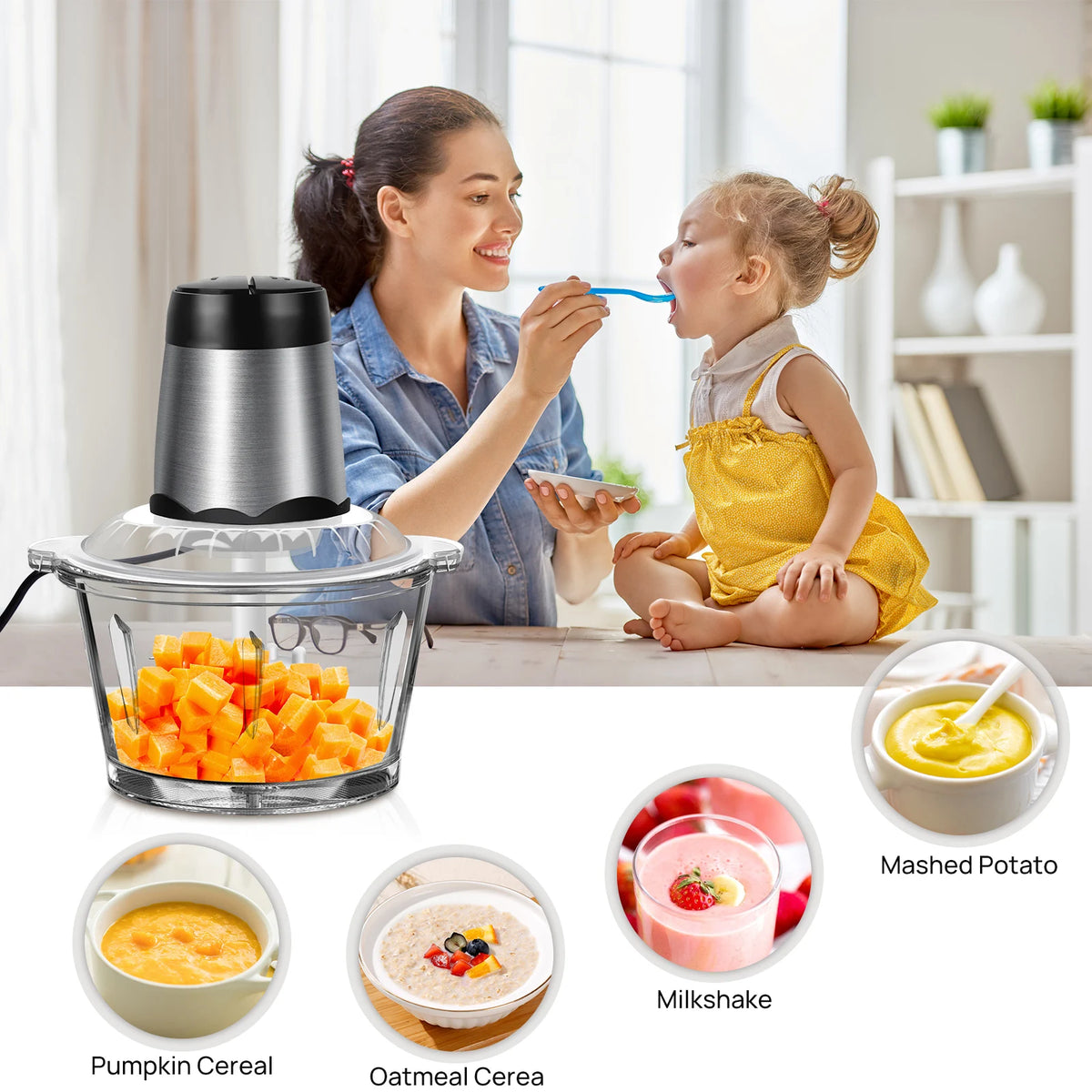 Meat Grinder 300W Electric Multi Blender – 2L Glass Container, 4 Stainless Steel Blades