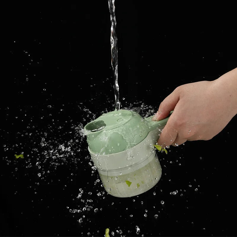 4-in-1 Electric Vegetable Cutter Set – Wireless Garlic Masher & Food Chopper