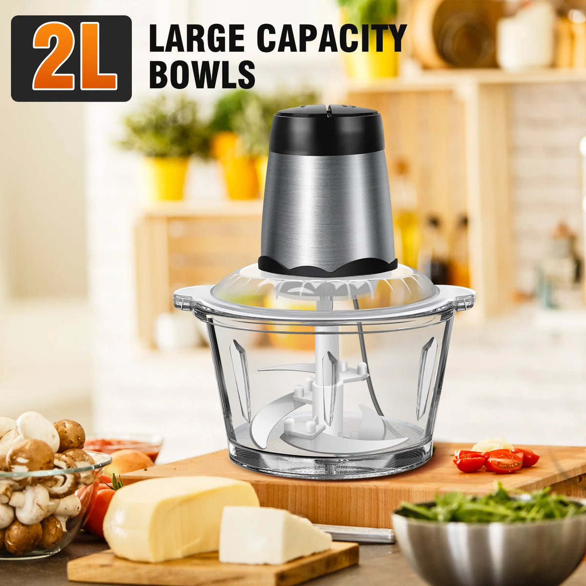 Meat Grinder 300W Electric Multi Blender – 2L Glass Container, 4 Stainless Steel Blades