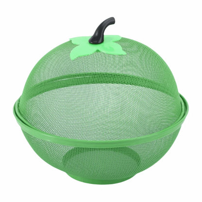 Apple-Shaped Metal Fruit Basket with Mesh Lid