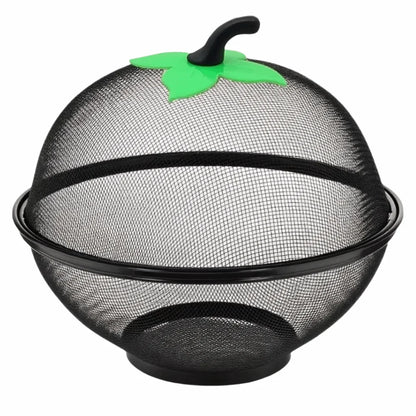 Apple-Shaped Metal Fruit Basket with Mesh Lid