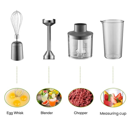 Hand Immersion Blender 4-in-1, 1000W Stainless Steel Stick Blender