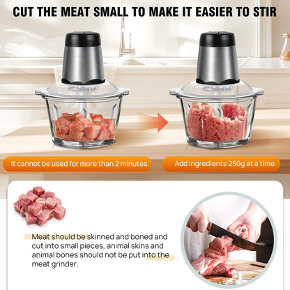 Meat Grinder 300W Electric Multi Blender – 2L Glass Container, 4 Stainless Steel Blades