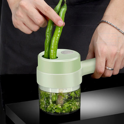 4-in-1 Electric Vegetable Cutter Set – Wireless Garlic Masher & Food Chopper