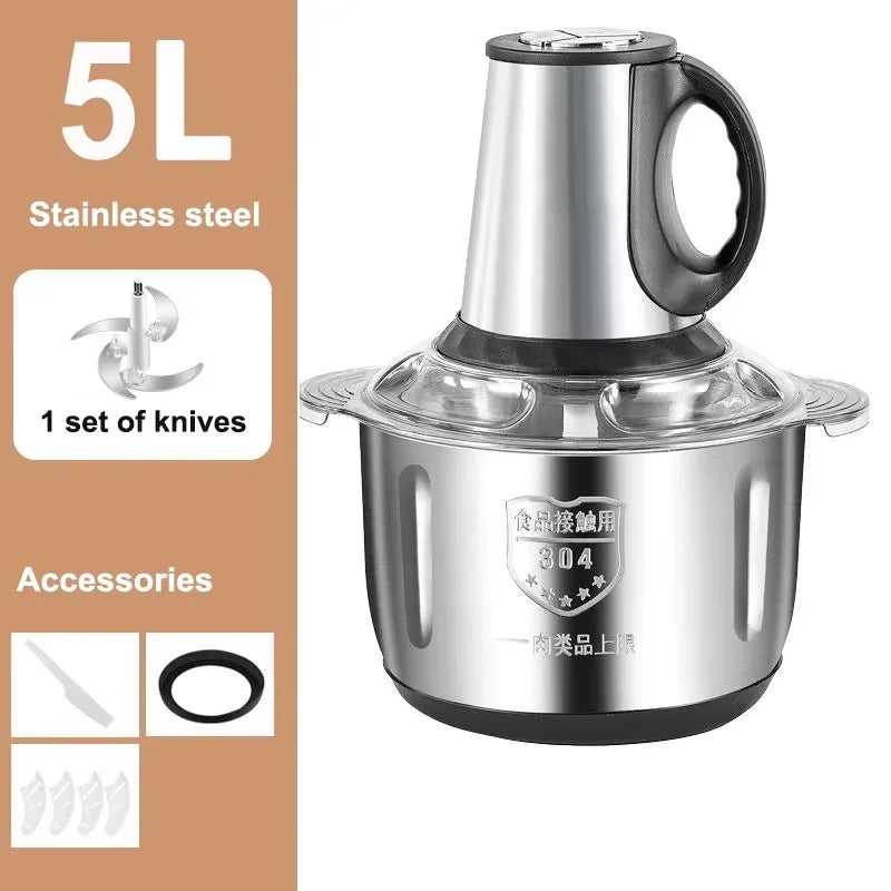Stainless Steel Meat Grinder & Food Chopper – 2L, 3L or 5L