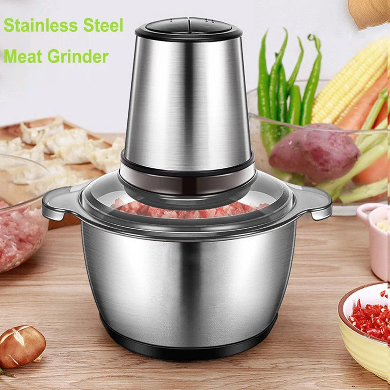 Stainless Steel Meat Grinder & Food Chopper – 2L, 3L or 5L