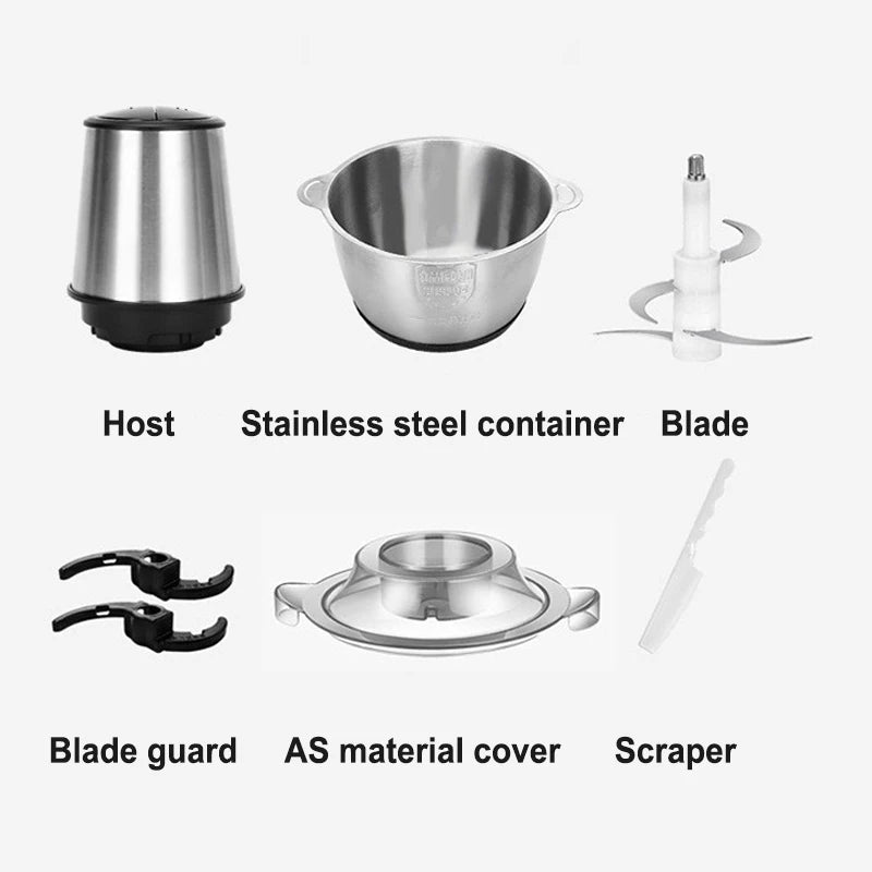 Stainless Steel Meat Grinder & Food Chopper – 2L, 3L or 5L