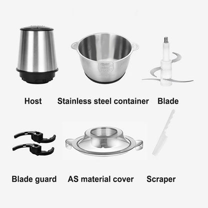 Stainless Steel Meat Grinder & Food Chopper – 2L, 3L or 5L