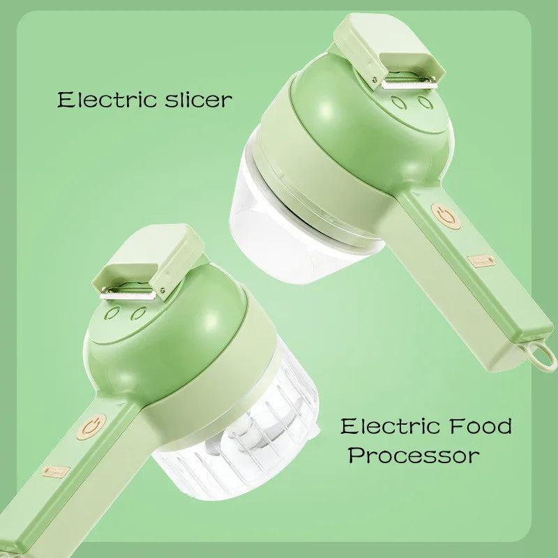 4-in-1 Electric Vegetable Cutter Set – Wireless Garlic Masher & Food Chopper