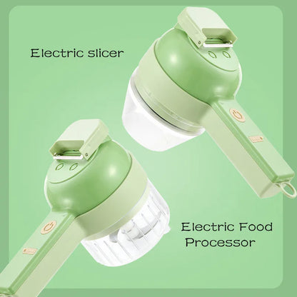 4-in-1 Electric Vegetable Cutter Set – Wireless Garlic Masher & Food Chopper