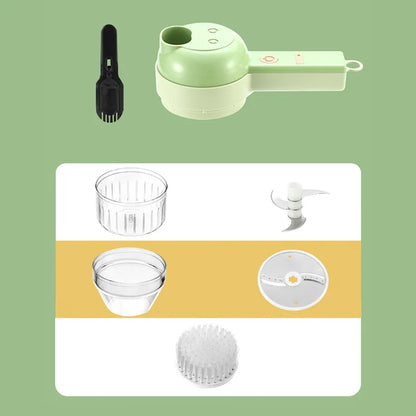 4-in-1 Electric Vegetable Cutter Set – Wireless Garlic Masher & Food Chopper